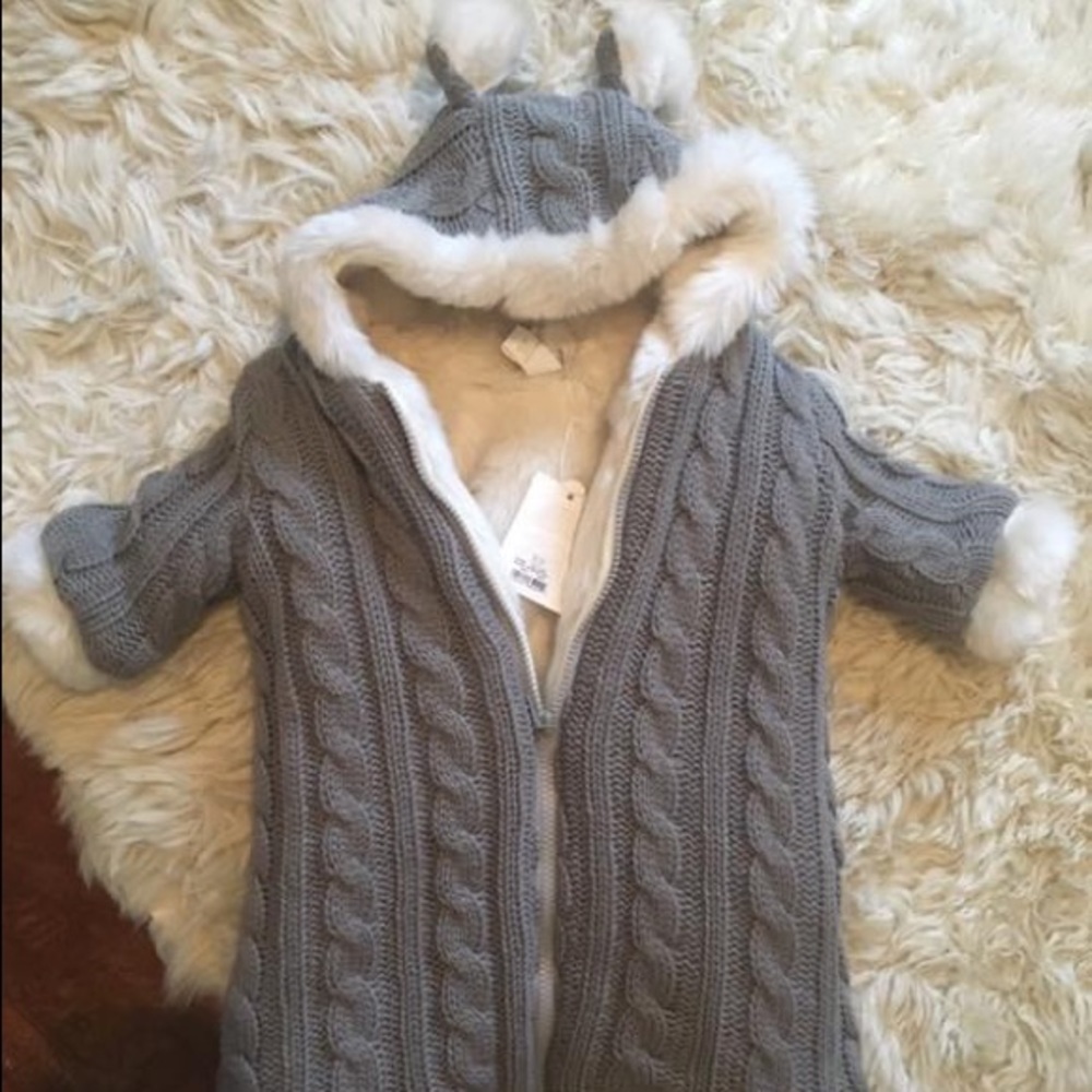 RH Baby Cable Knit Bunting and Booties